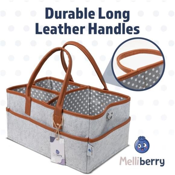 Large Baby Diaper Caddy Organizer Changing Table Basket Nursery Storage with Han - Picture 5 of 8